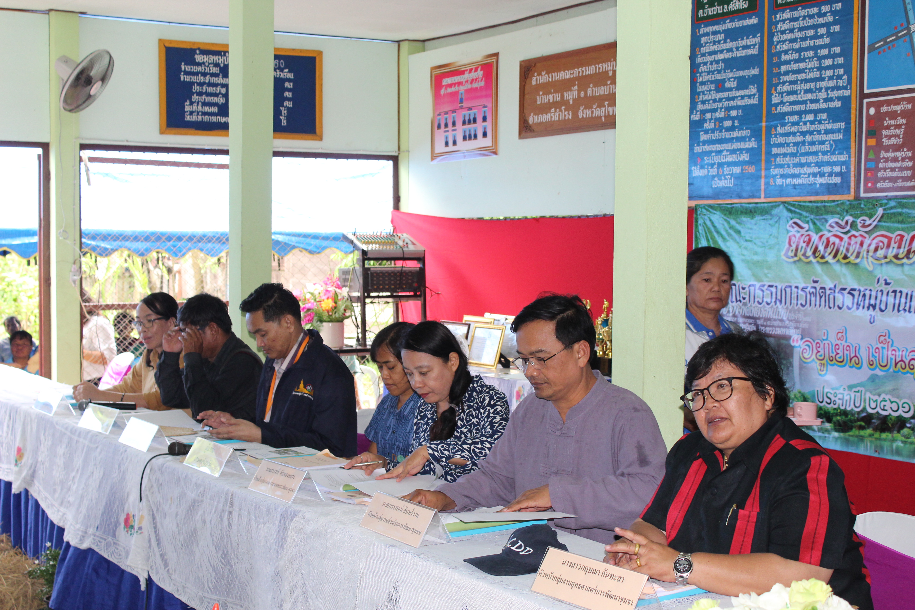 วันที่ 12 มิถุนายน 2561 นายสุวิน พึ่งเงิน พัฒนาการจังหวัดสุโขทัย มอบหมายให้นางสาวกฤษณา กันทะสา หัวหน้ากลุ่มงานยุทธศาสตร์ฯ และคณะกรรมการฯ ลงพื้นที่พิจารณาคัดสรรหมู่บ้านเศรษฐกิจพอเพียง “อยู่เย็น เป็นสุข” ประจำปี 2561 จังหวัดสุโขทัย เพื่อคัดสรรกิจกรรมพัฒนาชุมชนดีเด่นระดับจังหวัด สำหรับเข้ารับพระราชทานโล่รางวัลเพื่อเชิดชูเกียรติ