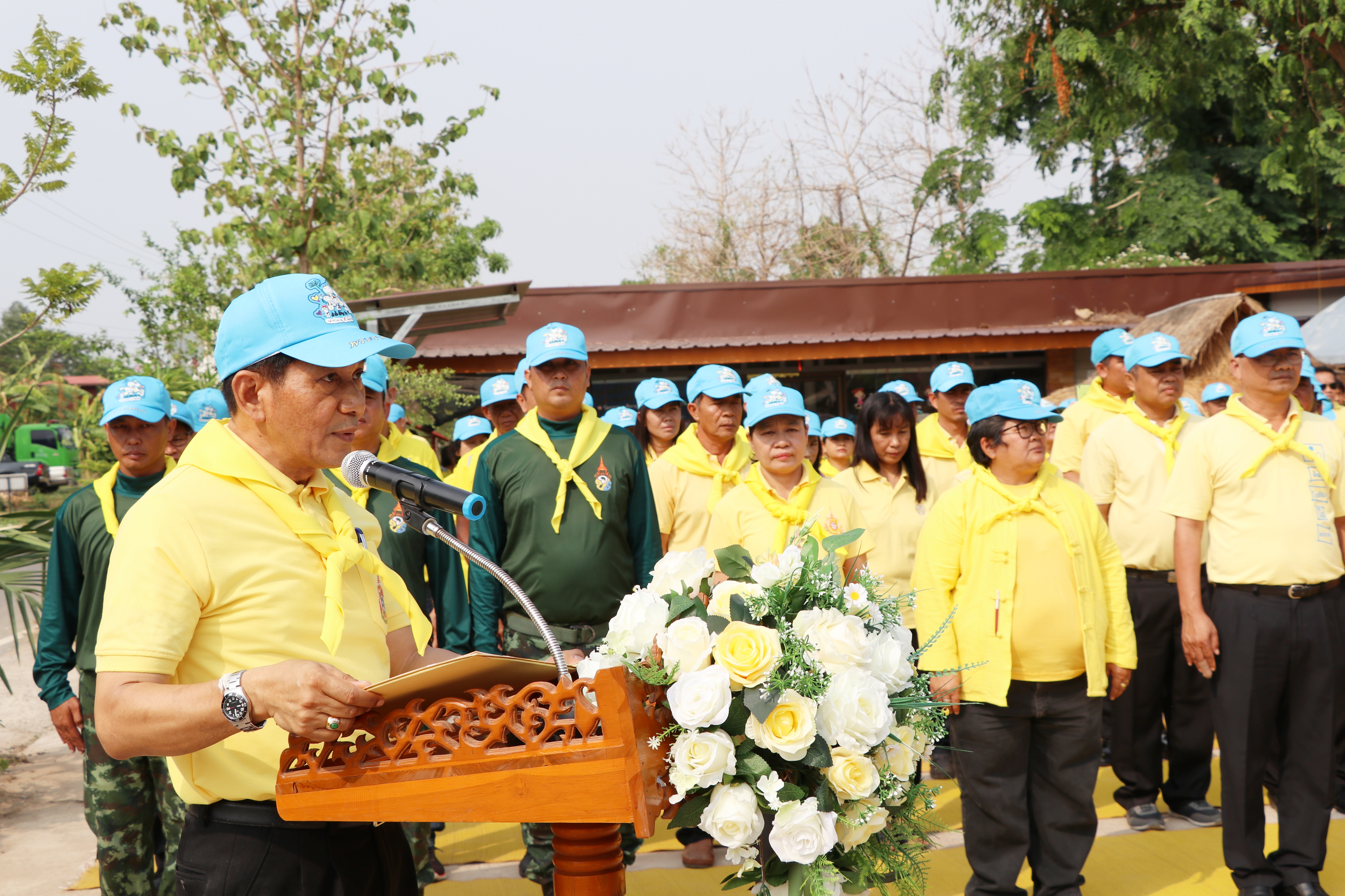 จังหวัดสุโขทัย Kick off โครงการพัฒนาหมู่บ้านเศรษฐกิจพอเพียง มั่นคง มั่งคั่ง ยั่งยืน เฉลิมพระเกียรติเนื่องในโอกาสมหามงคลพระราชพิธีบรมราชาภิเษก ณ ศูนย์เรียนรู้บ้านเสาหิน หมู่ที่ 9 ตำบลป่าแฝก อำเภอกงไกรลาศ จังหวัดสุโขทัย